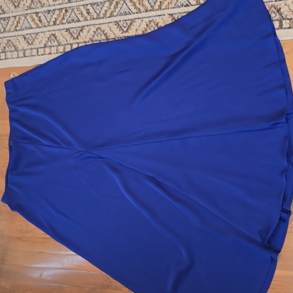 WORTHINGTON BRAND WOMEN'S PETITE PLUS FANCY ROYAL BLUE LONG SKIRT SIZE PXXL